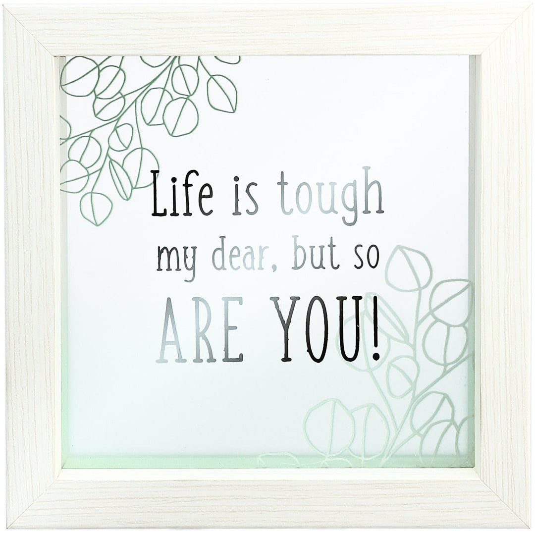 Kellis Plaques Life is tough "Life is tough.." and "Make Today Amazing" Inspirational Glass Framed Plaques *