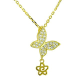 Kenturay Fine Fashion Jewelry-Necklace Butterfly Necklace with Cubic Zirconia Sterling Silver