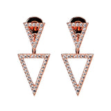 Kenturay Fine Fashion Jewelry-Necklace Earrings / Rose Stunning High End Layered "V" Necklace and Earrings in Sterling Silver with 5A Cubic Zirconia