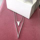 Kenturay Fine Fashion Jewelry-Necklace Stunning High End Layered "V" Necklace and Earrings in Sterling Silver with 5A Cubic Zirconia