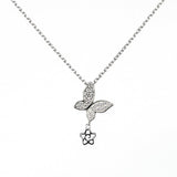 Kenturay Fine Fashion Jewelry-Necklace White Butterfly Necklace with Cubic Zirconia Sterling Silver