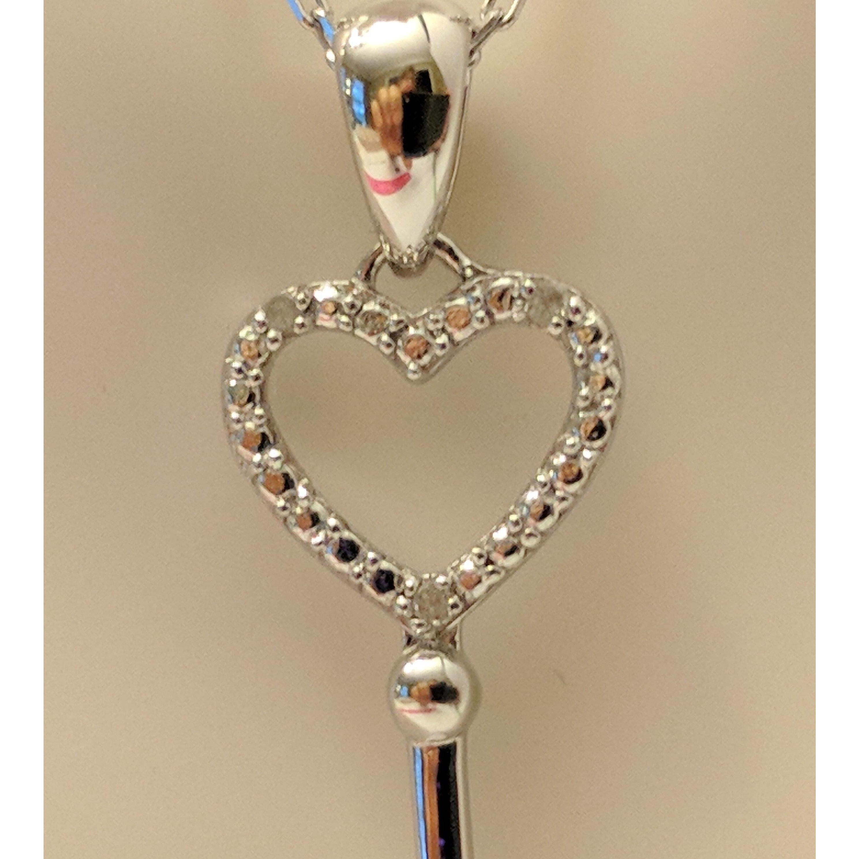 Key to My Heart Diamond Pendant in Solid 925 Silver-Elegant, Lovely Gift Idea! - The Pink Pigs, A Compassionate Boutique