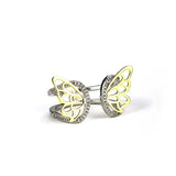 King He Fine Fashion Jewelry-Necklace 2 Tone Ring Sterling Silver Enamel Butterfly Necklace with Swarovski Crystal Top of the Line!