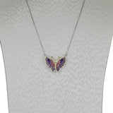 King He Fine Fashion Jewelry-Necklace Sterling Silver Enamel Butterfly Necklace with Swarovski Crystal Top of the Line!