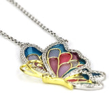 King He Fine Fashion Jewelry-Necklace Sterling Silver Enamel Butterfly Necklace with Swarovski Crystal Top of the Line!