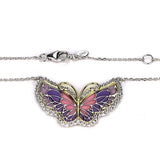 King He Fine Fashion Jewelry-Necklace Sterling Silver Enamel Butterfly Necklace with Swarovski Crystal Top of the Line!