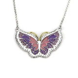 King He Fine Fashion Jewelry-Necklace Sterling Silver Enamel Butterfly Necklace with Swarovski Crystal Top of the Line!