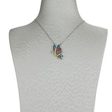 King He Fine Fashion Jewelry-Necklace Sterling Silver Enamel Butterfly Necklace with Swarovski Crystal Top of the Line!