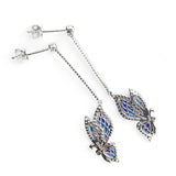 King He Fine Fashion Jewelry-Necklace Sterling Silver Enamel Butterfly Necklace with Swarovski Crystal Top of the Line!