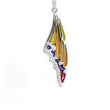 King He Fine Fashion Jewelry-Necklace Sterling Silver Enamel Butterfly Necklace with Swarovski Crystal Top of the Line!