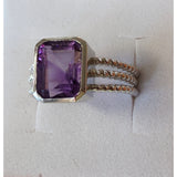 King He Fine Fashion Jewelry Ring 5ct Topaz or Amethyst Ring Three Rope Look Bands