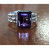 King He Fine Fashion Jewelry Ring 5ct Topaz or Amethyst Ring Three Rope Look Bands