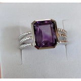 King He Fine Fashion Jewelry Ring Amethyst 5ct Topaz or Amethyst Ring Three Rope Look Bands