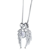 Koko Fine Fashion Jewelry-Necklace Angel's Wings and Heart Necklace Sterling Silver Guardian Angel