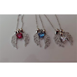 Koko Fine Fashion Jewelry-Necklace Angel's Wings and Heart Necklace Sterling Silver Guardian Angel