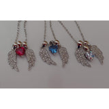 Koko Fine Fashion Jewelry-Necklace Angel's Wings and Heart Necklace Sterling Silver Guardian Angel