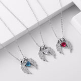 Koko Fine Fashion Jewelry-Necklace Angel's Wings and Heart Necklace Sterling Silver Guardian Angel