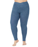 KOMAR LAYERING LLC Leggings 2X / Blue Heather Cuddl Duds Plus Size Soft Knit Leggings - Heather Grey 1X, Heather Blue & Charcoal 2X