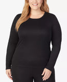 KOMAR LAYERING LLC Long Sleeve Crew Neck Top 1X / Black Cuddl Duds Plus Size Climate Smart Top - Black 1X  White L + 2X Long Sleeve Crew