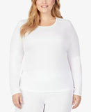 KOMAR LAYERING LLC Long Sleeve Crew Neck Top 2X / White Cuddl Duds Plus Size Climate Smart Top - Black 1X  White L + 2X Long Sleeve Crew