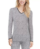 KOMAR LAYERING LLC Long Sleeve Top Cheetah XL Cuddl Duds SoftWear Lace Edge Long Sleeve Top Cheetah Print or White XL