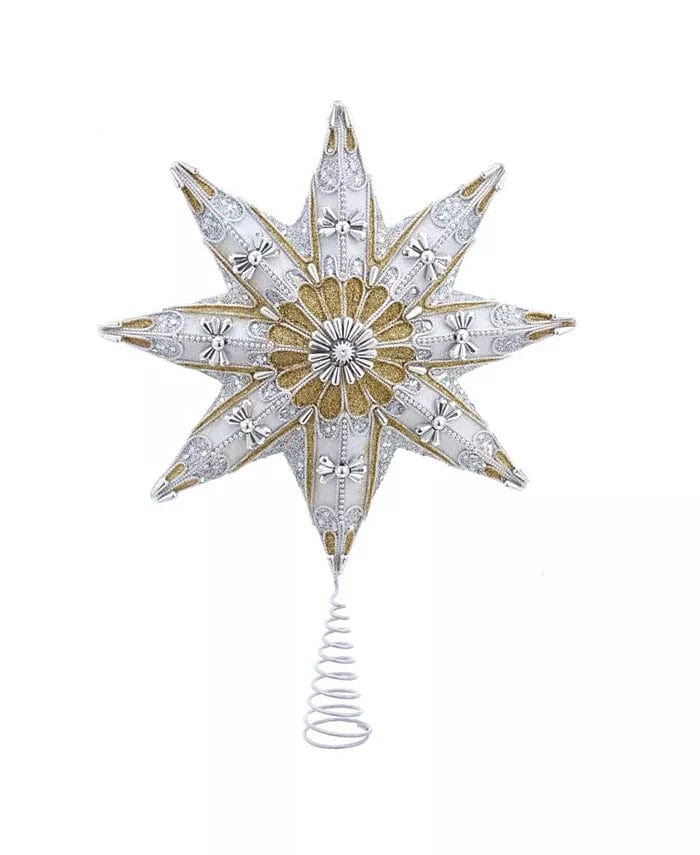 KURT S ADLER INC Holiday Ornaments Star Tree Topper 16" 8-Point Star Tree Top Christmas Tree Decor Imported