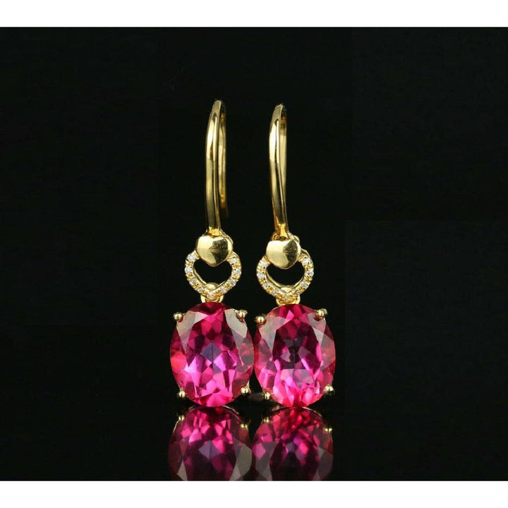 LA Fine Jewelry-Earrings Spectacular 18K Gold Pink Tourmaline and Diamond Earrings, 5.36 ctw