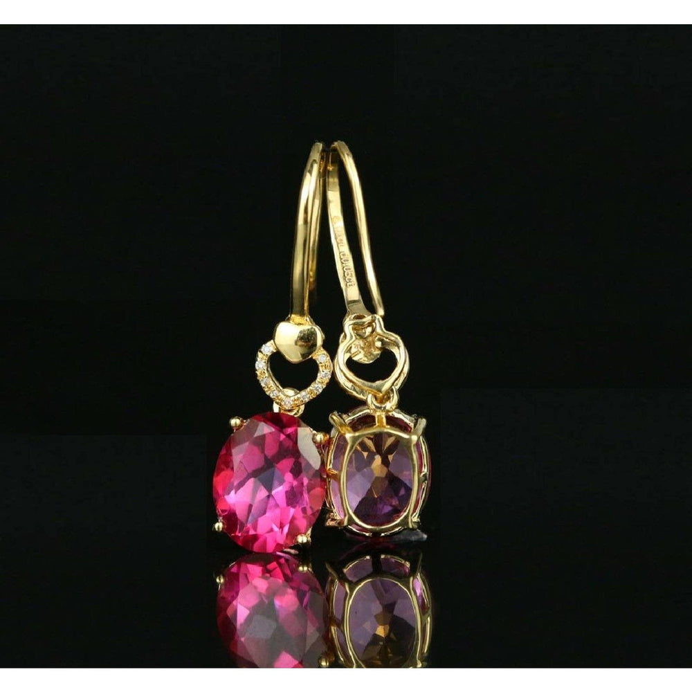 LA Fine Jewelry-Earrings Spectacular 18K Gold Pink Tourmaline and Diamond Earrings, 5.36 ctw