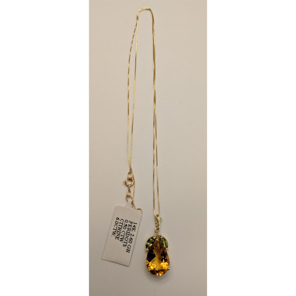 LA Fine Jewelry Necklaces Sparkling 6.5ctw Citrine and Peridot Necklace in 14K Gold