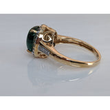 LA Fine Jewelry Rings Malachite & Diamond Halo Ring in 10K Yellow Gold-Perfect and Affordable Engagement Ring!