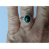 LA Fine Jewelry Rings Malachite & Diamond Halo Ring in 10K Yellow Gold-Perfect and Affordable Engagement Ring!