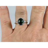 LA Fine Jewelry Rings Malachite & Diamond Halo Ring in 10K Yellow Gold-Perfect and Affordable Engagement Ring!