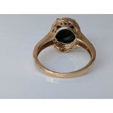 LA Fine Jewelry Rings Malachite & Diamond Halo Ring in 10K Yellow Gold-Perfect and Affordable Engagement Ring!