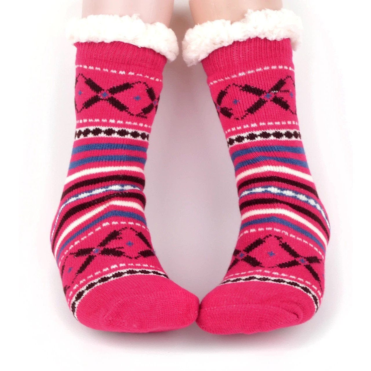 Ladies & Girls Slipper Socks, Thick & Fuzzy Sherpa Slipper Socks, 5 Varieties SZ 4-10shoe - The Pink Pigs, A Compassionate Boutique