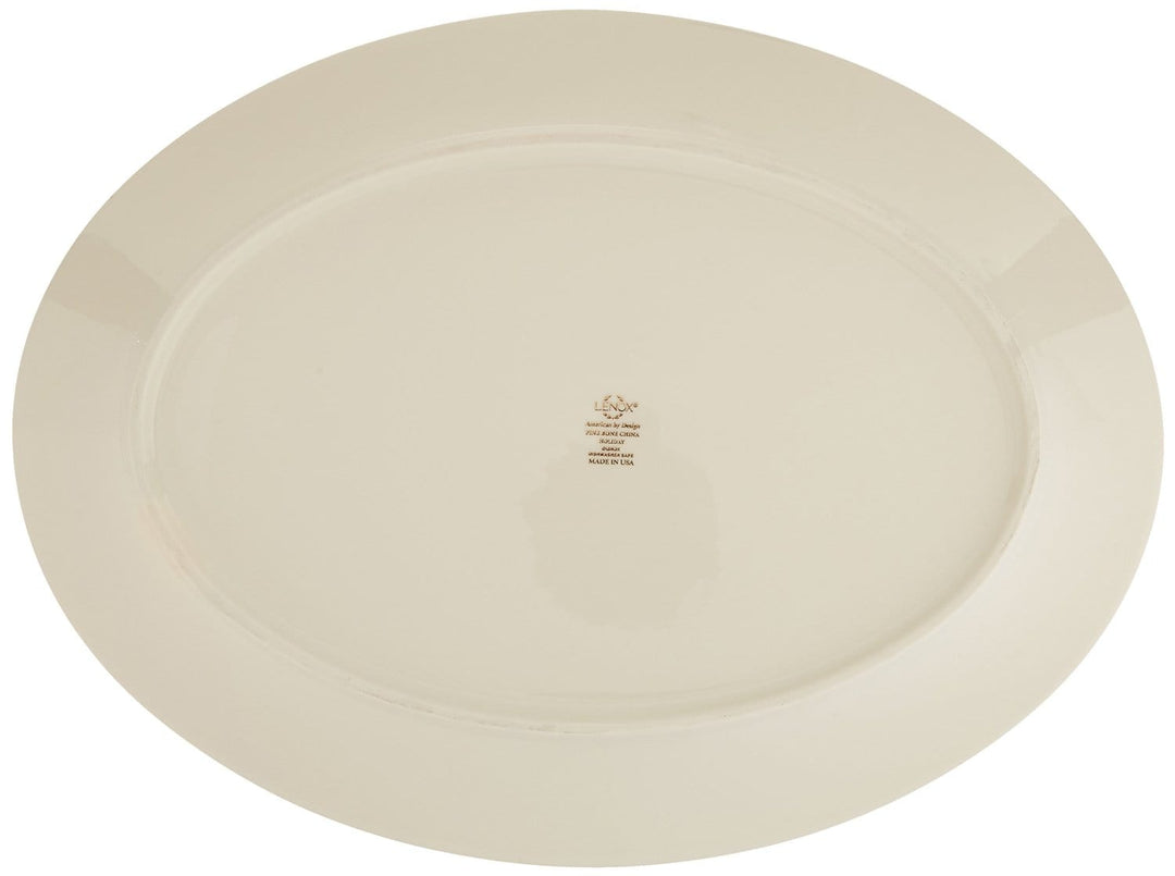 LENOX CRYSTAL Accessories Lenox Holiday 16" Oval Ivory Bone Serving Platter with Gold Rim