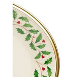 LENOX CRYSTAL Accessories Lenox Holiday 16" Oval Ivory Bone Serving Platter with Gold Rim