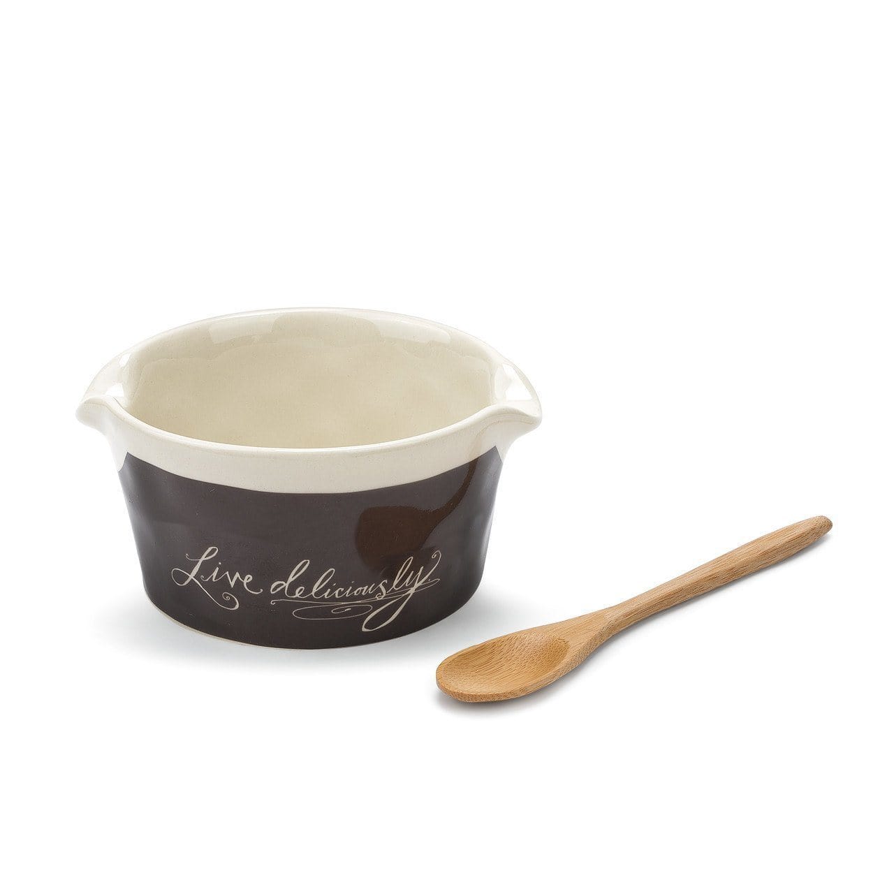 Live Deliciously Appetizer Bowl with Spoon or Spoon Rest - The Pink Pigs, Animal Lover's Boutique