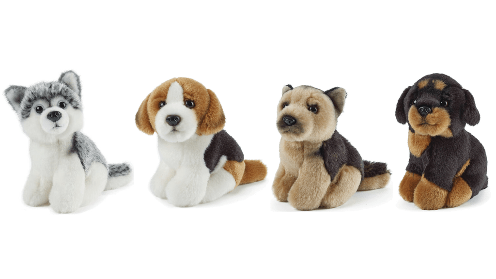 Living Nature stuffed dog mini Shepard Miniature Plush Dogs-Beagle, Husky, Shepherd, Rotty