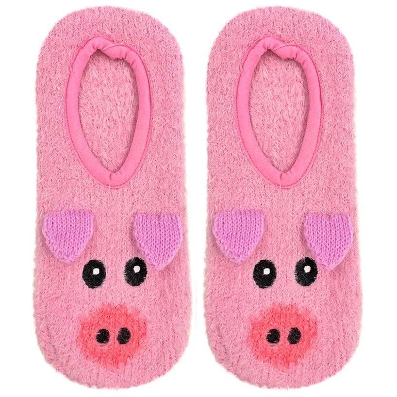 Living Royal animal Socks Pig Fuzzy Slipper Socks with Hoofie Grippies