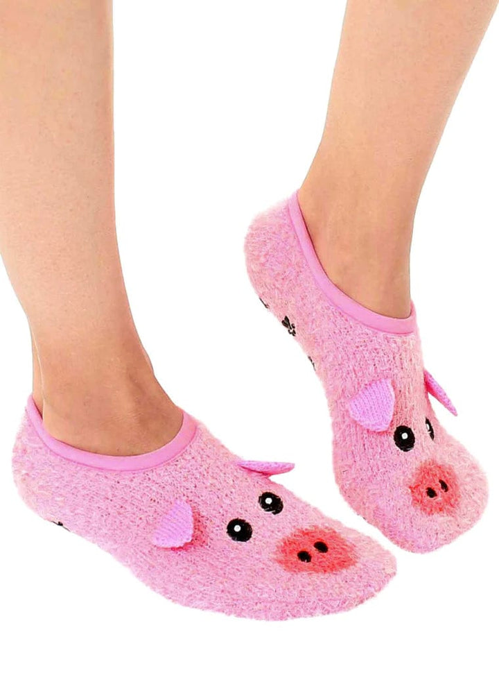 Living Royal animal Socks Pig Fuzzy Slipper Socks with Hoofie Grippies