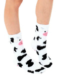 Living Royal Footwear Cow Crew Slipper Socks Soft and Fuzzy Women's