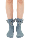 Living Royal Footwear Elephant Crew Slipper Socks Soft and Fuzzy Women's