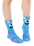 Living Royal Footwear Fuzzy Blue One-Eyed Monster Crew Socks by Living Royal *