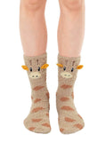 Living Royal Footwear Giraffe Fuzzy Crew Slipper Socks Super Soft Unisex