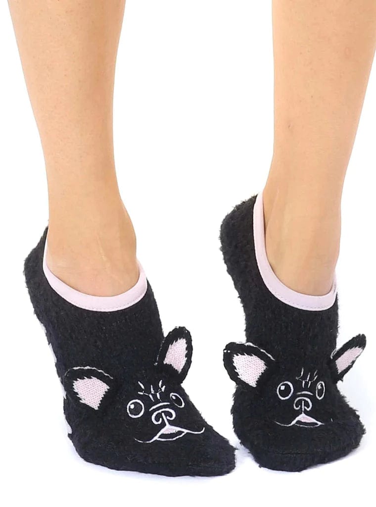 Living Royal Slippers Fuzzy Frenchie Slipper Socks Fuzzy Footie Socks with Grips