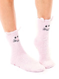 Living Royal Socks Bunny Rabbit Fuzzy Crew Slipper Socks Pink or White Soft and Fuzzy