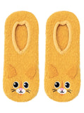 Living Royal Socks Orange Kitty Cat Fuzzy Footie Socks With Grips