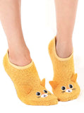 Orange Kitty Cat Fuzzy Footie Socks With Grips