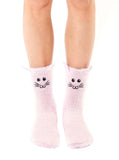 Living Royal Socks Pink Bunny Rabbit Fuzzy Crew Slipper Socks Pink or White Soft and Fuzzy