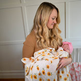 LollyBanks Swaddle Blanket Sunflower Fields Baby Swaddle Blanket